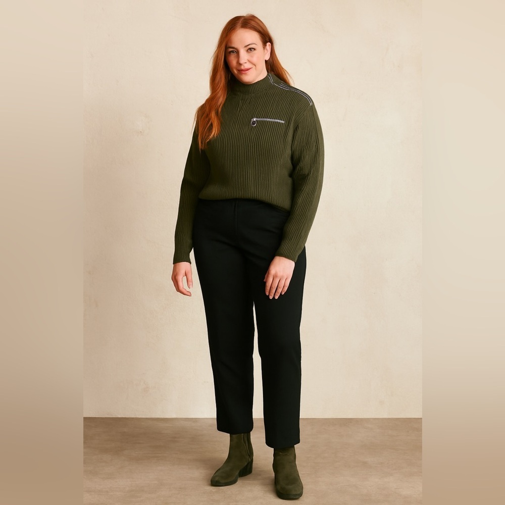 Vtg 90s Eaton’s Attitude Olive Green Ribbed Sweater - 100% Cotton size L